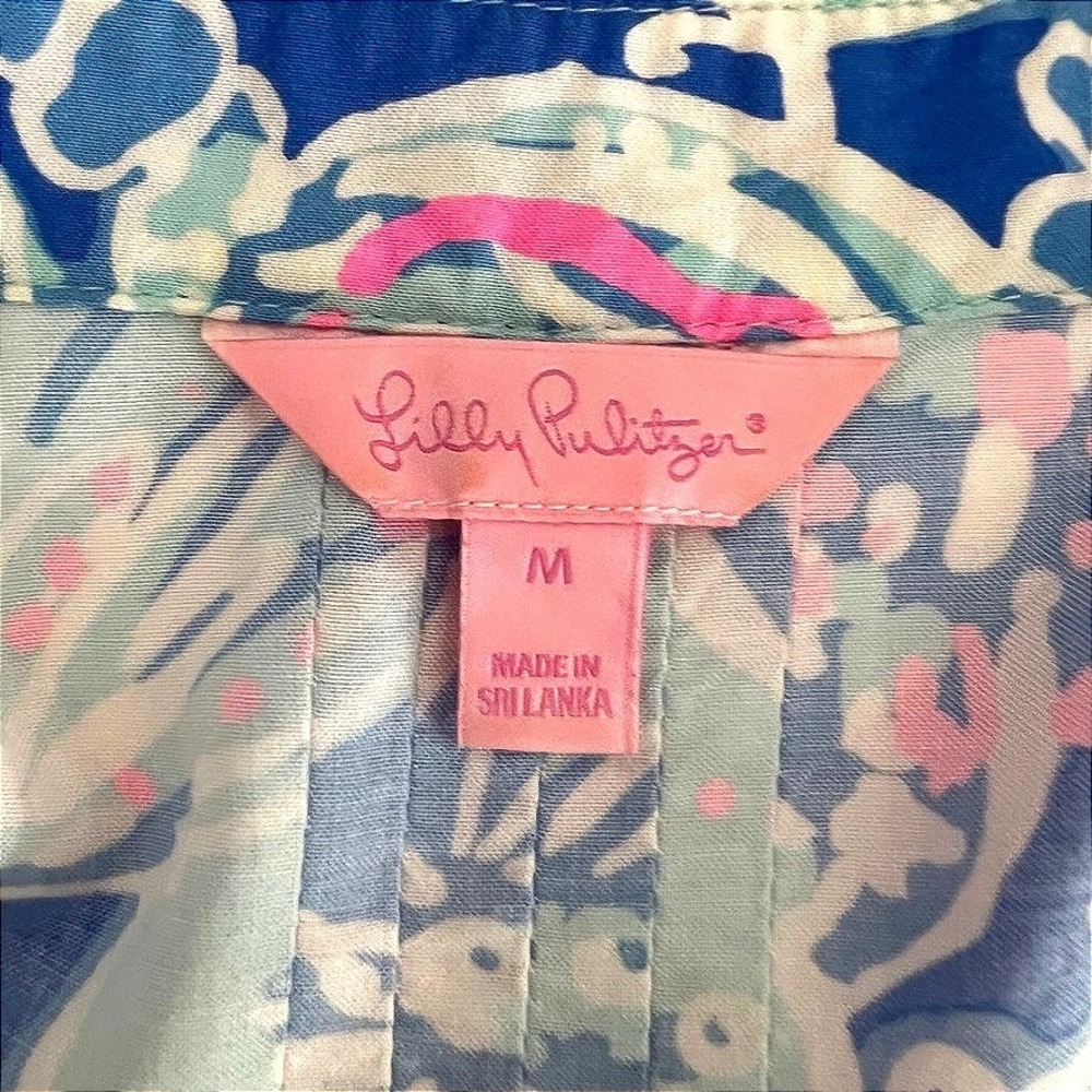 Lilly Pulitzer Elsa Top Shell Me Something New Blue Pink Coastal Blouse Medium - Picture 4 of 5